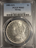 1882-O/S Morgan Silver Dollar, MS63 PCGS, (18816)