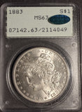 1883 Morgan Silver Dollar, MS63 PCGS+CAC Rattler (18820)