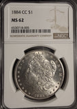 1884-CC Morgan Silver Dollar, MS62 NGC (18824)