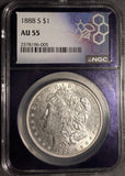 1888-S Morgan Silver Dollar, AU55 NGC (18828)