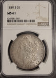 1889-S Morgan Silver Dollar, MS61 NGC (18830)