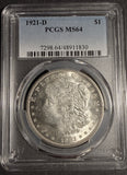 1921-D Morgan Silver Dollar, MS64 PCGS (18856)