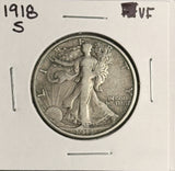 1918-S Walking Liberty Half Dollar, VF (18979)