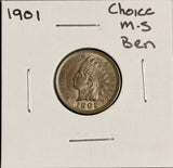 1901 Indian Head Cent, Choice Uncirculated, Brown, (19008)