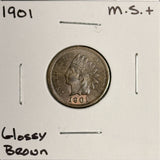 1901 Indian Head Cent, Choice Uncirculated Brown, (19014)