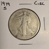 1919-S Walking Liberty Half Dollar, Circulated (19082)