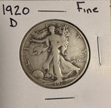 1920-D Walking Liberty Half Dollar, Fine (19086)