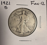 1921-S Walking Liberty Half Dollar, Fine (19098) Key Date