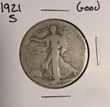 1921-S Walking Liberty Half Dollar, Good (19100) Key Date