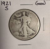 1921-S Walking Liberty Half Dollar, Good (19102) Key Date