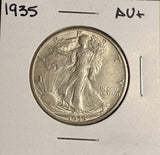 1935 Walking Liberty Half Dollar, AU+. (19110)