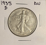 1935-D Walking Liberty Half Dollar, AU. (19112)