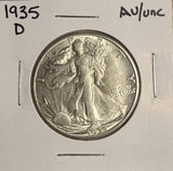 1935-D Walking Liberty Half Dollar, AU++. (19114)