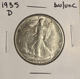 1935-D Walking Liberty Half Dollar, AU++. (19116)