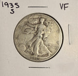 1935-S Walking Liberty Half Dollar, VF. (19118)