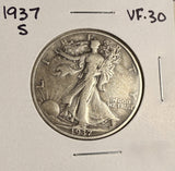1937-S Walking Liberty Half Dollar, VF+. (19122)