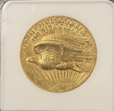 1907 High Relief $20 Saint, Roman Numerals MCMVII Flat Rim. MS61 NGC (19172)