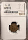 1894 Indian Head Cent, AU58BN NGC (19202)