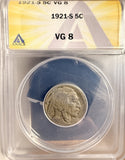 1921-S Buffalo Nickel, VG08 ANACS (19218)