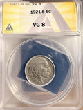 1921-S Buffalo Nickel, VG08 ANACS (19220)