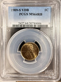 1909-S VDB Lincoln Wheat Cent, MS64RB PCGS (19227) Key Date