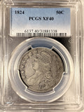 1824 Capped Bust Half Dollar, O-113. XF40  PCGS (19270)