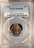 1903 Indian Head Cent, MS63RB. PCGS. (19308) Scratched Slab