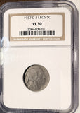 1937-D 3-Leg Buffalo Nickel, VF30 NGC. (19328)