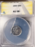 1903 Barber Dime, AU58 ANACS. (19332)