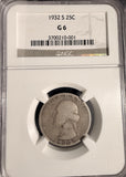 1932-S Washington Quarter, G-6 NGC (19364)