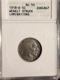 1918-D Buffalo Nickel, AU50 ANACS. (19372)