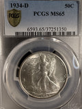 1934-D Walking Liberty Half Dollar, MS65 PCGS GS (19374)