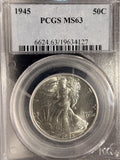 1945 Walking Liberty Half Dollar, MS63 PCGS (19388)