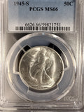 1945-S Walking Liberty Half Dollar, MS66 PCGS (19390)