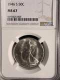 1946-S Walking Liberty Half Dollar, MS67 NGC (19394)