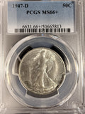 1947-D Walking Liberty Half Dollar, MS66+ PCGS (19396)