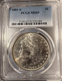 1881-S Morgan Silver Dollar, MS65 PCGS (19416)