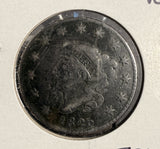 1825 Coronet Head Large Cent, Counter Stamped "CAST STEEL"(19437)
