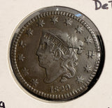 1829 Coronet Head Large Cent, XF Details, Damaged (19439)