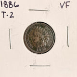 1886 T-2 Indian Head Cent VF,  (19498)
