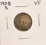 1908-S Indian Head Cent, Nicely Circulated VF,  (19510)