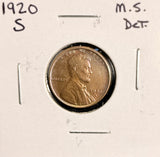 1920-S Lincoln Wheat Cent, Uncirculated Details  (19538)