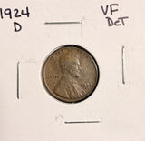 1924-D Lincoln Wheat Cent, VF Details,  (19556)