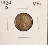 1924-D Lincoln Wheat Cent, VF+  (19558)