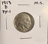1913-D T-1 Buffalo Nickel, Choice Uncirculated, (19579)