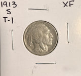 1913-S T-1 Buffalo Nickel, Nice XF, (19583)