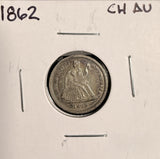 1862 Seated Liberty Dime, Choice AU+ (19595)