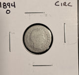 1894-O Barber Dime, Nicely Circulated. (19597)