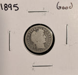 1895 Barber Dime, Nicely Circulated. (19600)