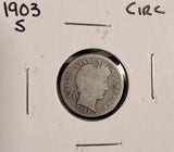 1903-S Barber Dime, Nicely Circulated. (19608)
